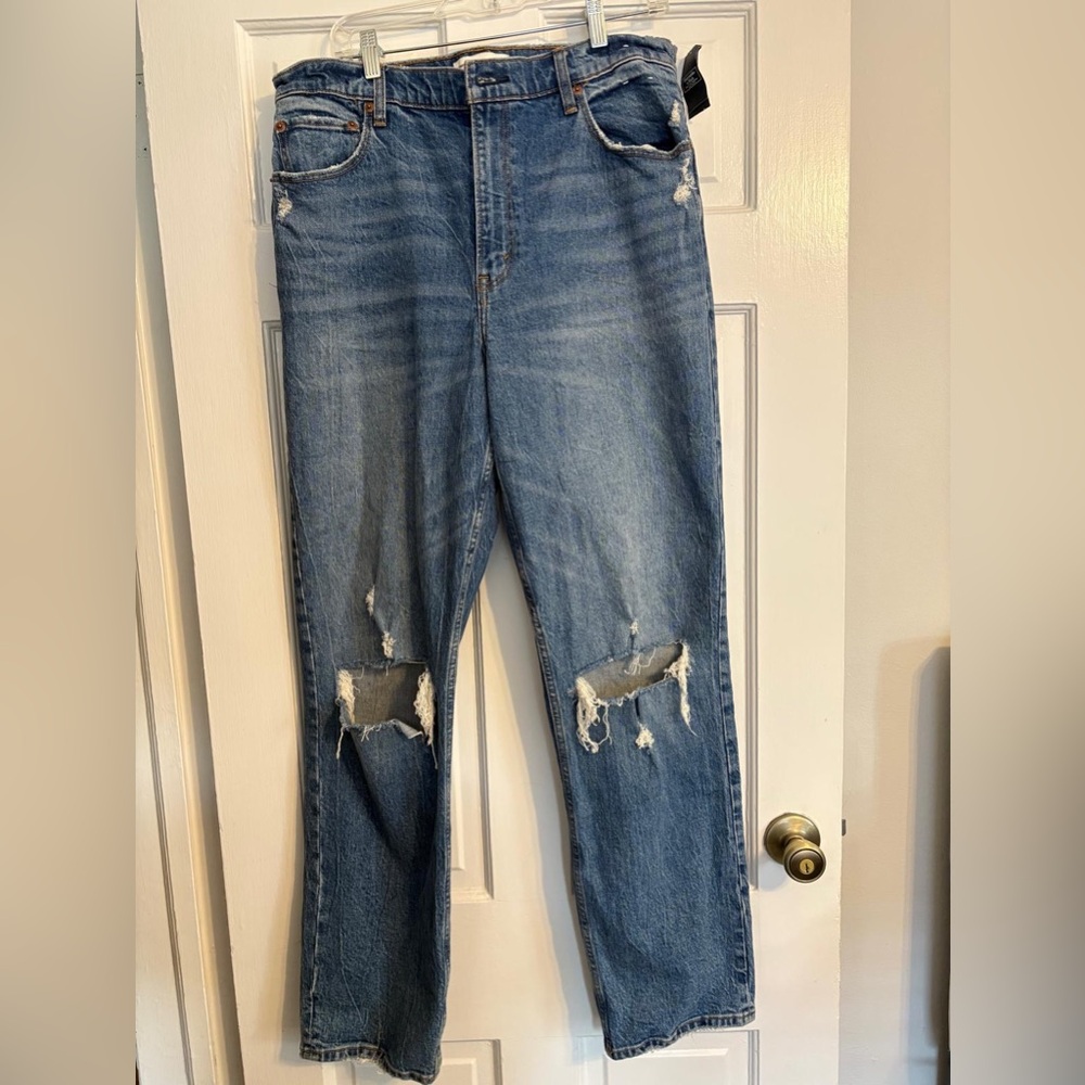 Abercrombie & Fitch Blue Distressed Boyfriend Jeans